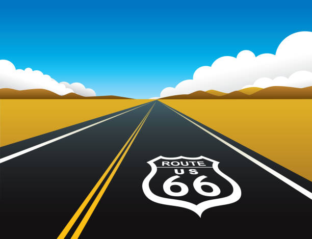 illustrazioni stock, clip art, cartoni animati e icone di tendenza di route 66 - gobi desert
