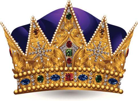 Royal crown with jewels and purple color
