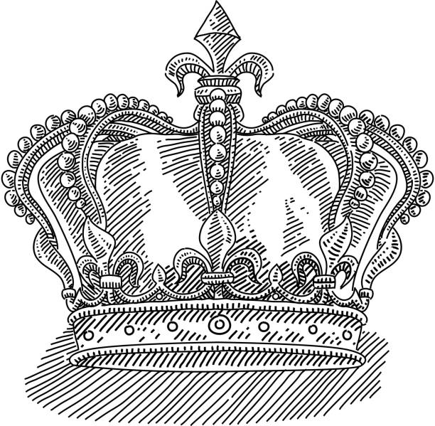 Royal King's crown Drawing vector art illustration