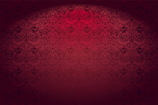 Royal, vintage, Gothic horizontal background in red with a classic Baroque pattern, Rococo