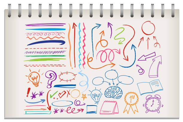 RS_STP_rs_notebook_diaries A color brainstorming note illustration mind map stock illustrations
