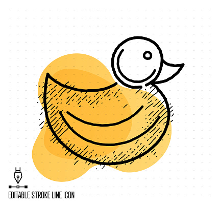 Rubber Duck Toy Vector Editable Line Illustration