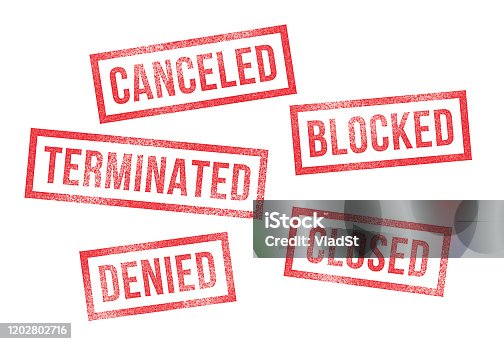 istock Rubber Stamps Canceled Denied Closed Terminated Blocked 1202802716