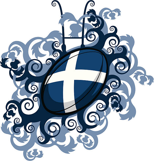 Rugby Ball Emblem Scotland  rugby league stock illustrations