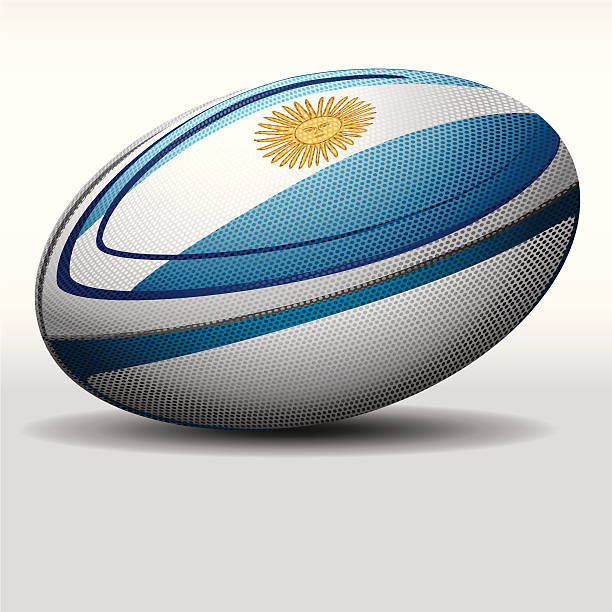 Rugby ball-Argentina Argentinian Rugby ball with dots effect. rugby ball stock illustrations