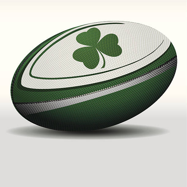 Rugby ball-Irelands Irish Rugby ball with dots effect. rugby ball stock illustrations