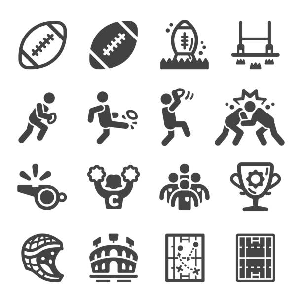 illustrations, cliparts, dessins animés et icônes de ensemble d'icônes de rugby - rugby