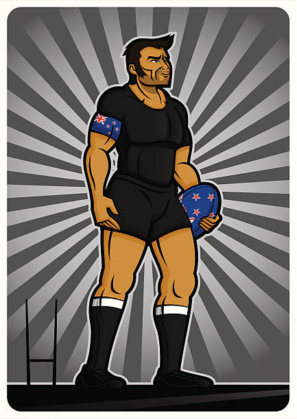Rugby Player New Zealand  rugby league stock illustrations