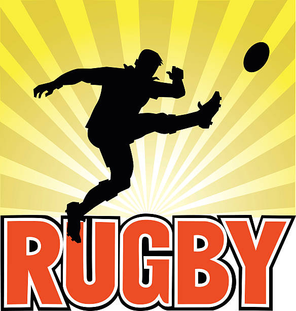 Rugby Player Silhouette Kicking the Ball All images are placed on separate layers. They can be removed or altered if you need to. Some gradients were used. No transparencies. rugby league stock illustrations