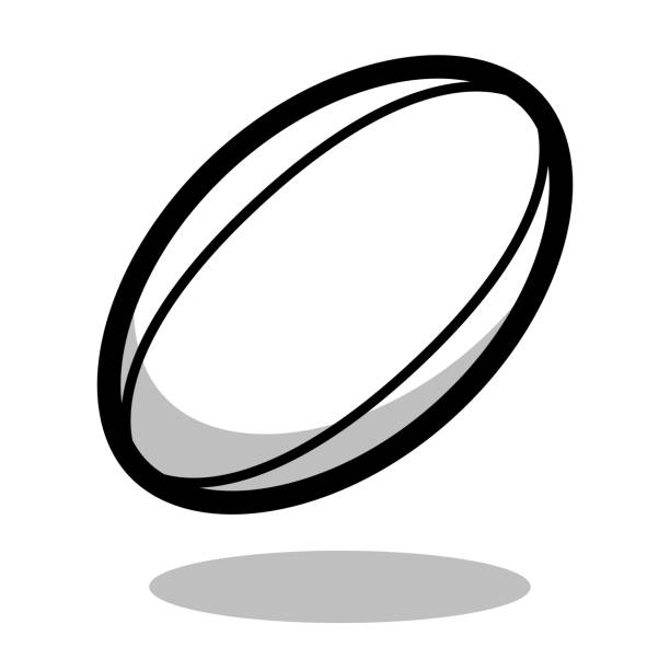 illustrations, cliparts, dessins animés et icônes de rugby sport ballon vecteur ligne 3d icône - ballon de rugby