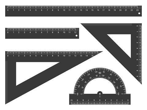 ruler triangle rulers and protractor stock illustration