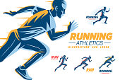 istock Run sport club logo templates set 1206873944