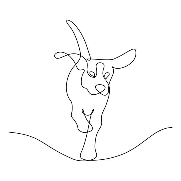 러닝 개 - 동물 한 마리 stock illustrations