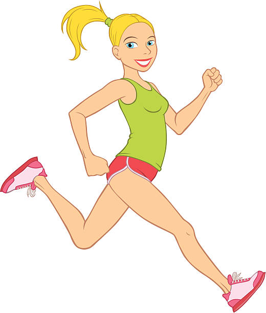 Running Girl vector art illustration