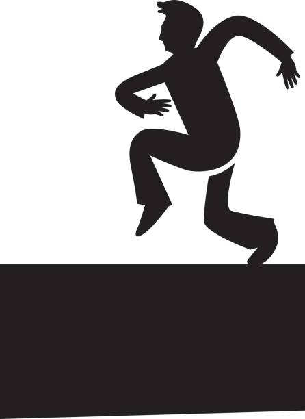 Running or tiptoeing man Black and white figure of a thief,AI8 supported broken doll 1 stock illustrations