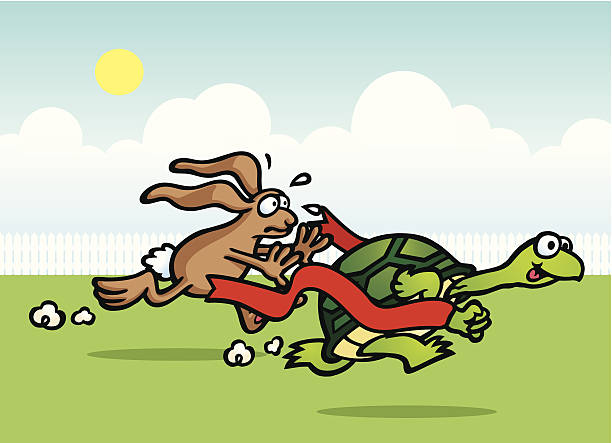 Running Race A turtle and a rabbit are having a running race. A high rez jpeg & ai. file come with this image. slow motion stock illustrations