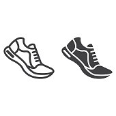 istock Running shoes line and glyph icon, fitness and sport, gym sign vector graphics, a linear pattern on a white background, eps 10. 898039038