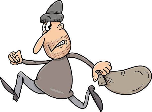 running-thief-cartoon-illustration-vector-id469270246