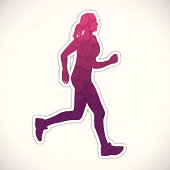 Running woman silhouette. EPS 10 file. Transparency effects used on highlight elements.