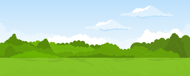 Cartoon illustration of the rural summer landscape
