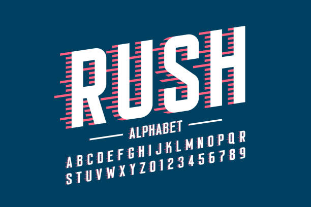 rush, шрифт в стиле скорости - в пути stock illustrations