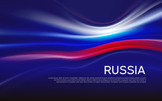 Russia flag background. Blurred pattern of light lines in the colors of the Russian flag, business booklet. State banner, russian poster, patriotic cover, flyer. Vector tricolor design