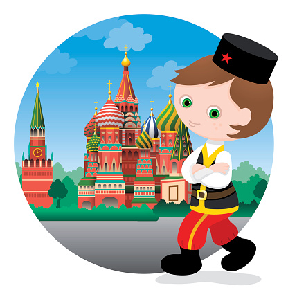 Russian boy at St. Basil's cathedral