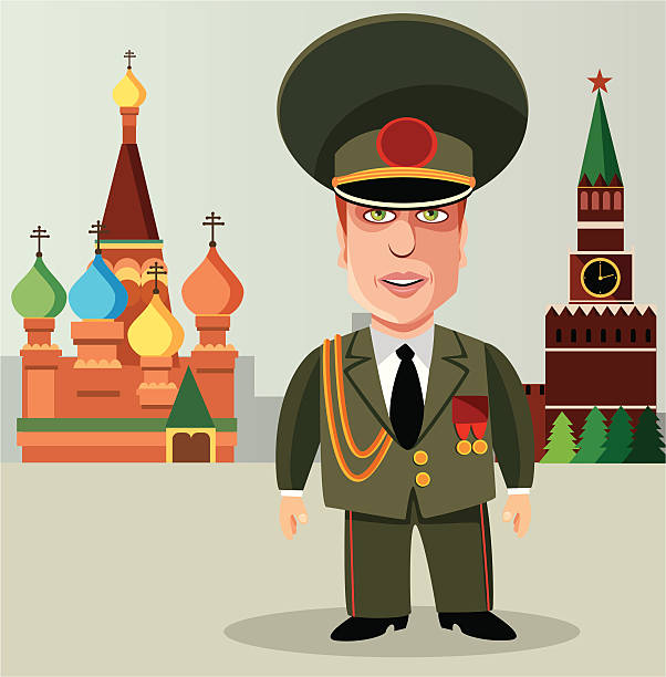 russian soldier in a red square - russian army 幅插畫檔、美工圖案、卡通及圖標