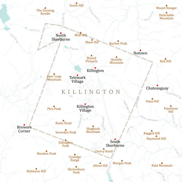 vt rutland killington vector mapa drogowa - killington stock illustrations