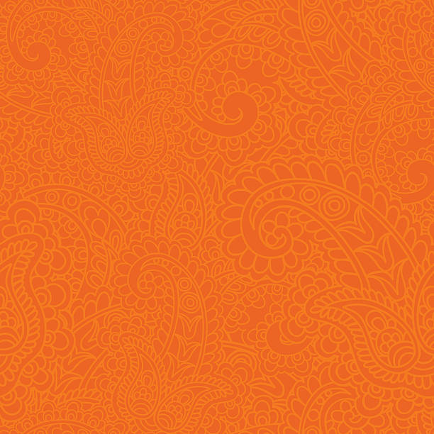 Rysley said. Seamless background made of paisley. Vivid orange. culture of india stock illustrations