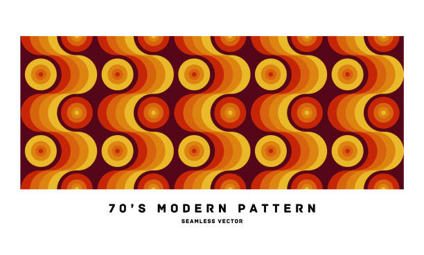 stockillustraties, clipart, cartoons en iconen met 70's retro naadloze patroon materiaal vector illustratie - vintage pattern