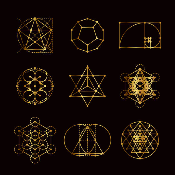ilustrações de stock, clip art, desenhos animados e ícones de sacred geometry gold icon set - numerologia