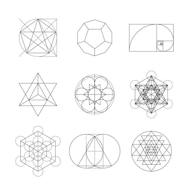 ilustrações de stock, clip art, desenhos animados e ícones de sacred geometry icon set - numerologia