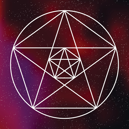 Sacred Geometry Pentagram Icon on a Galactic Background