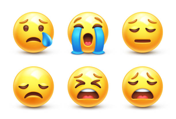 Sad and Cry emoji vector art illustration
