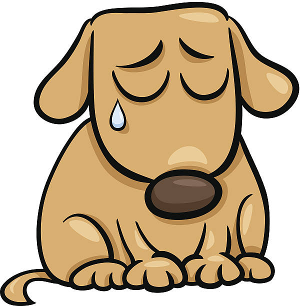печальный собака мультяшный иллюстрация - cute puppies clip art stock illus...