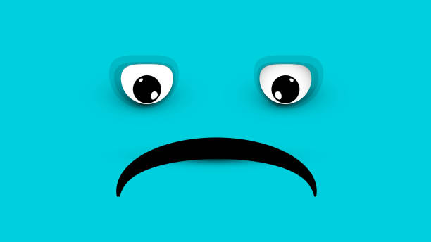 smutna twarz na niebieskim tle - blue monday stock illustrations