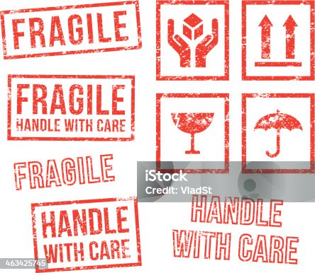 istock Safety fragile - rubber stamps 463425745