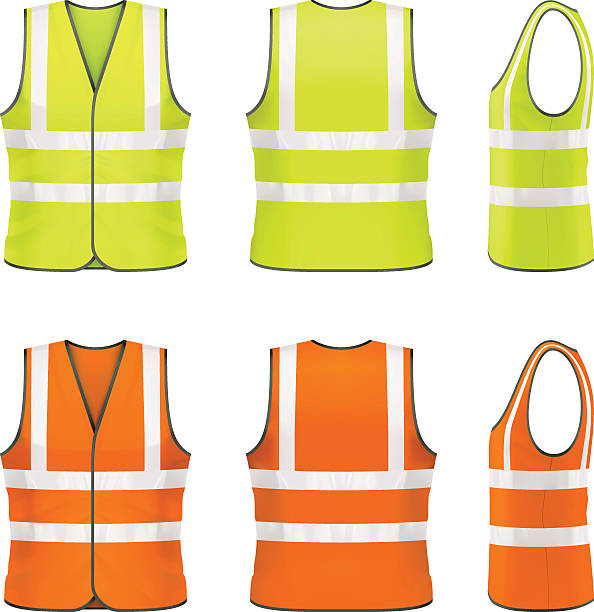 Safety vest Vector illustration of classic high visibility vest. waistcoat stock illustrations