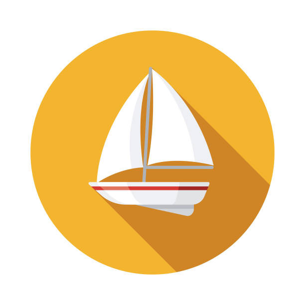 bildbanksillustrationer, clip art samt tecknat material och ikoner med segel båt nautisk platt design ikon - segelbåt