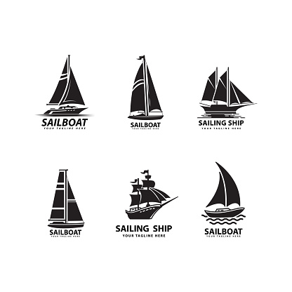 sea transport vehicle vector design sailboat silhouettes on set