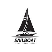 symbol of sailboat silhouette sea transportation design vector