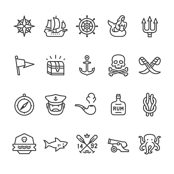 Sailors Historical vector icons Sailors Historical related vector icons. adventure symbols stock illustrations