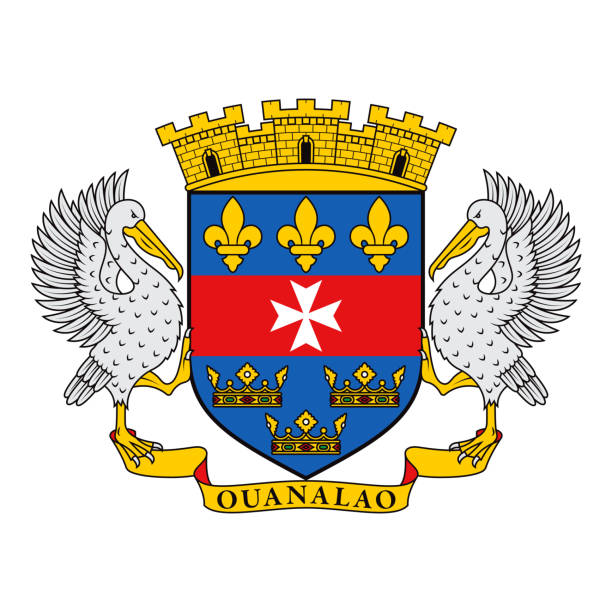 Saint Barthélemy Coat of Arms The Coat of Arms of Saint Barthélemy (Saint Bart’s). File is built in the CMYK color space for optimal printing, and can easily be converted to RGB without any color shifts. maltese cross stock illustrations