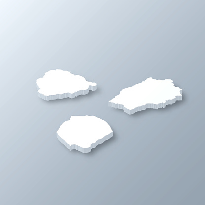 3D map of Saint Helena, Ascension and Tristan da Cunha isolated on a blank and gray background, with a dropshadow. Vector Illustration (EPS10, well layered and grouped). Easy to edit, manipulate, resize or colorize. Vector and Jpeg file of different sizes.