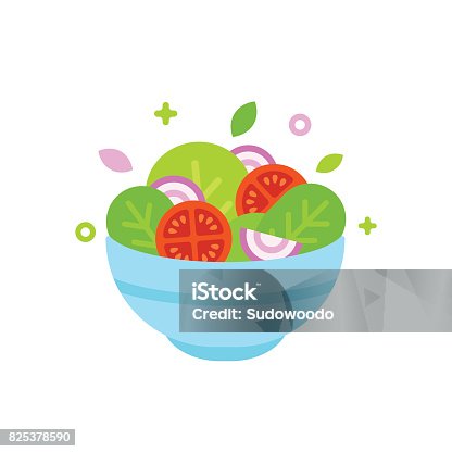 istock Salad bowl illustration 825378590