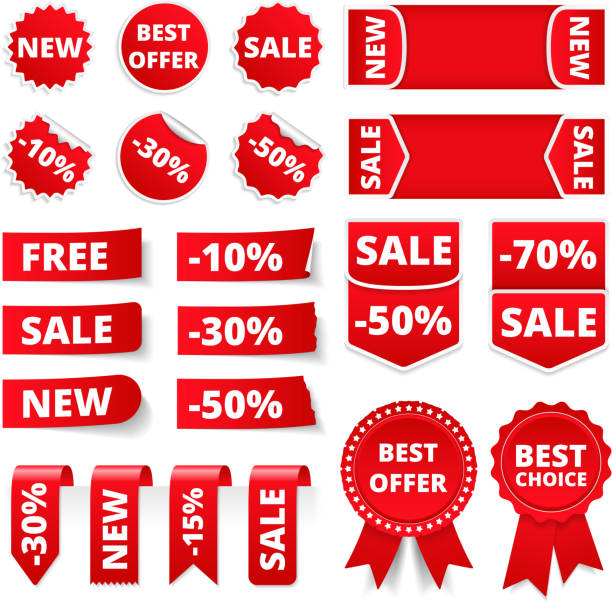 Sale Banners Red sale banners, labels, stickers, tags, vector eps10 illustration free sign up stock illustrations