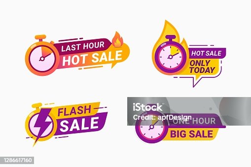 istock Sale countdown banner badge. Hot sales limited time vector illustration 1286617160
