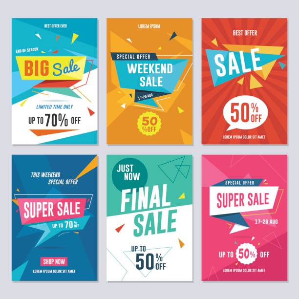 Sale, Discount and Promotion Flyer / Banner Set Vector illustration for social media banners, poster, flyer and newsletter designs. shopping backgrounds stock illustrations