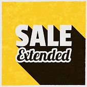 istock Sale Extended. Icon with long shadow on textured yellow background 1395370064